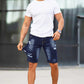Men's Denim Short - Ripped And Dark Blue