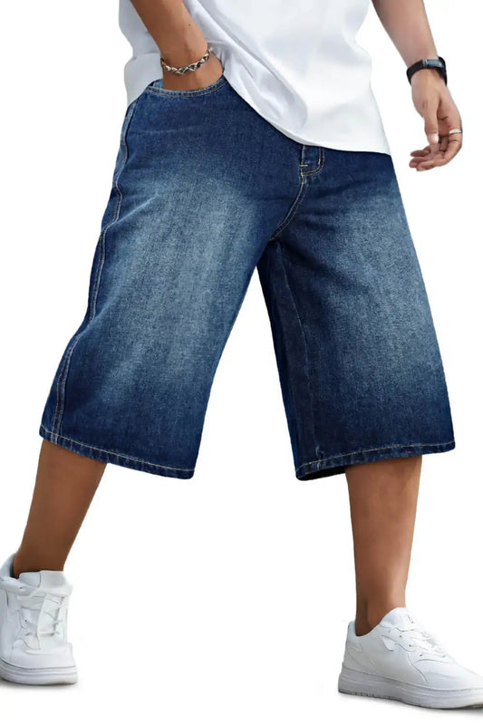 Men's Loose Denim Short - Dark Blue
