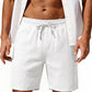 Men's Drawstring Casual Linen Shorts - White