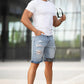Men's Ripped Denim Short - Light Blue