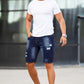 Men's Denim Short - Ripped And Dark Blue