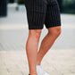 Men's Black Chino Short - Vertical Stripe