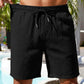 Men's Drawstring Casual Linen Shorts - Black