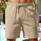 Men's Drawstring Casual Linen Shorts - Khaki