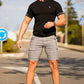 Mens Chinos Shorts - Grey Lattice
