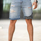 Men's Ripped Denim Short - Light Blue