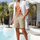 Men's Drawstring Casual Linen Shorts - Khaki
