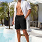 Men's Drawstring Casual Linen Shorts - Black
