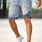 Men's Ripped Denim Short - Light Blue