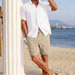 Men's Drawstring Casual Linen Shorts - Khaki