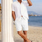 Men's Drawstring Casual Linen Shorts - White