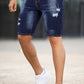 Men's Denim Short - Ripped And Dark Blue
