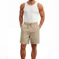Men's Drawstring Casual Linen Shorts - Khaki
