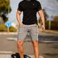 Mens Chinos Shorts - Grey Lattice
