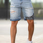 Men's Ripped Denim Short - Light Blue