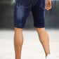 Men's Denim Short - Ripped And Dark Blue