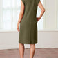 🔥Summer Sale 49% OFF💥Women Round Neck Loose Split Wrinkle-Free Midi Dress with Pockets