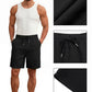 Men's Drawstring Casual Linen Shorts - Black