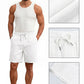 Men's Drawstring Casual Linen Shorts - White