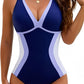 👙2026 NEW TYPE 50% OFF✨Women's Color Block Shapewear One Piece Swimsuit