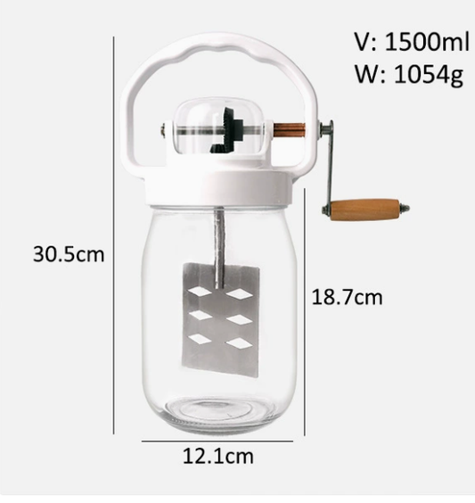 🔥Free Shipping & 50% OFF🔥Classical Butter Churner, 1.5L Glass Jar with Hand Crank, Creates Fresh Homemade Butter within 15 Minutes