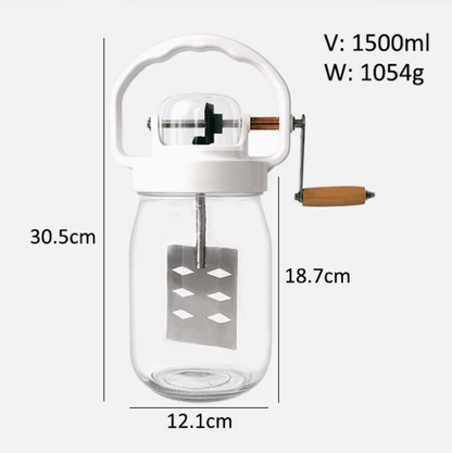 🔥Free Shipping & 50% OFF🔥Classical Butter Churner, 1.5L Glass Jar with Hand Crank, Creates Fresh Homemade Butter within 15 Minutes