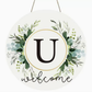 🎁Last Day Promotion 49% OFF🔥Smile Monogram Letter H Wreaths Wooden Welcome Sign, Family Last Name Initial Front Door Wall Decoration, Floral Spring Summer Porch Rustic Home Kitchen Decor