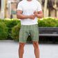 Men's Stretch Chino Short - Green With Lattice