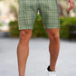 Men's Stretch Chino Short - Green With Lattice