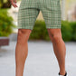 Men's Stretch Chino Short - Green With Lattice