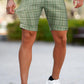 Men's Stretch Chino Short - Green With Lattice