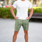Men's Stretch Chino Short - Green With Lattice