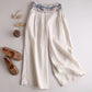 Vintage Ethnic Embroidered Waist Wide Leg Pants