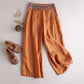 Vintage Ethnic Embroidered Waist Wide Leg Pants
