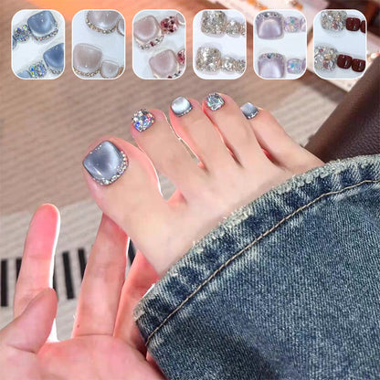 💅✨14 Sheets Square Press on Diamond Toenails
