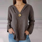 45% OFF🔥Solid Color V-Neck Button Breathable Hooded Top