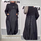 Mockneck Long Sleeve Dress With Drawstring