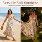 ❤️Free Shipping🚀Plus Size Floral Print Spaghetti Strap Midi Dress