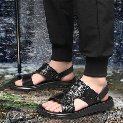 👞Free Shipping & 50% OFF🌿 Dual-Use Hollow Breathable Men’s Cowhide Sandals – Indoor/Outdoor, Cushioned Sole & Perfect for Summer Comfort ☀️