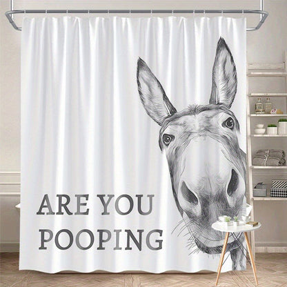 🔥Free Shipping & 50% OFF🔥Funny Donkey Shower Curtain with Hooks