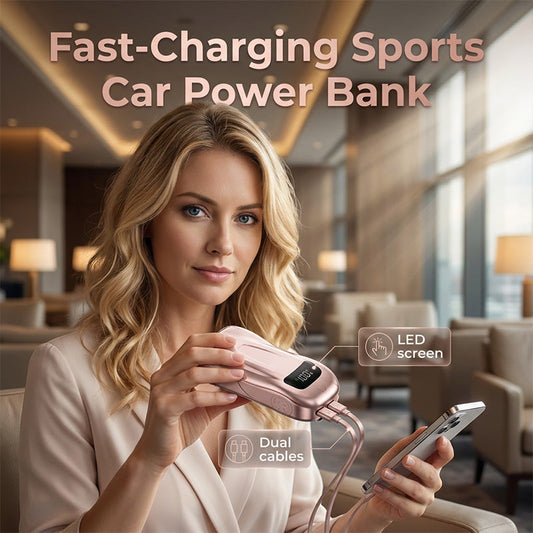 🔥Free Shipping & 50% OFF🔥Sports Car Design Power Bank with Dual Cables