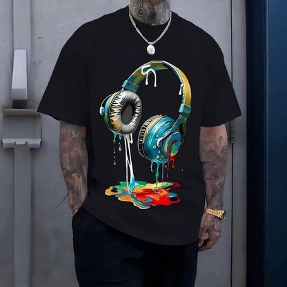 🔥Free Shipping & 50% OFF🔥Colorful Dripping Paint Headphone T-Shirt