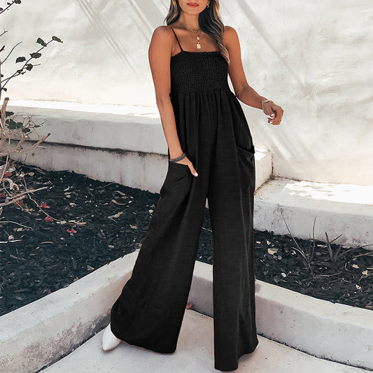 ⏰️Last Day For Free Shipping⌛️Ladies Gather Top Wide Leg Jumpsuit