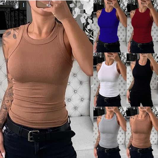 💥Last Day Special Sale Only 9.99£👚Summer Solid Color Slim Fit Vest
