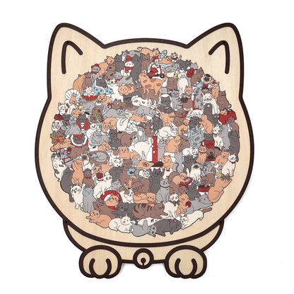 ⏰️Last Day For Free Shipping⌛️Adorable Cat-Shaped Wooden Jigsaw Puzzle