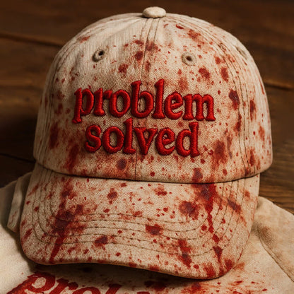 A universal everyday cap with a dark blood stain motif